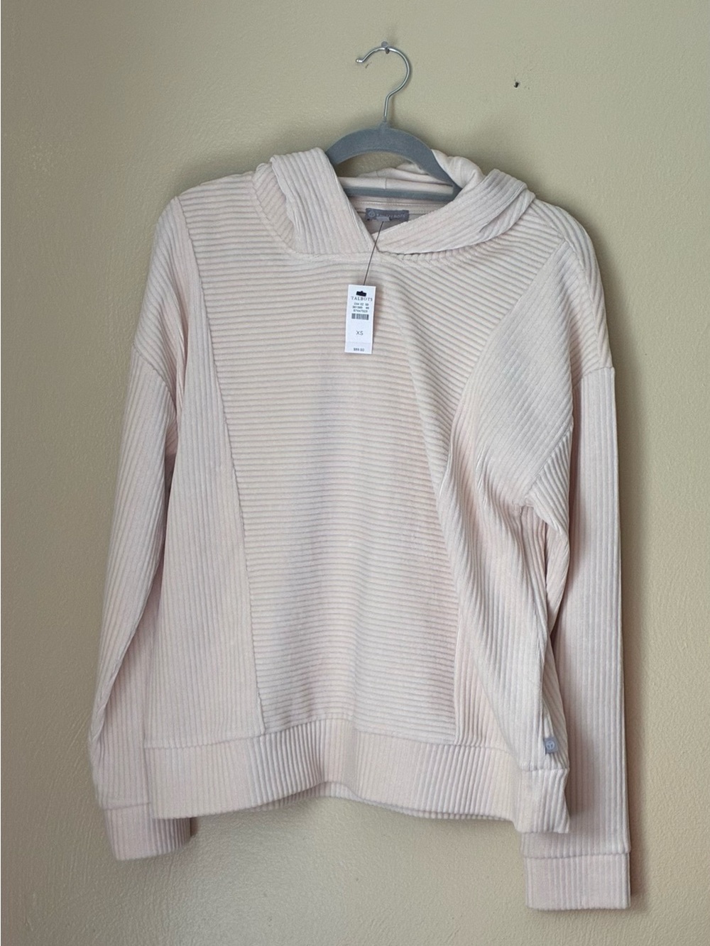 Talbots Cozy Ribbed Hoodie Sweater - Off White